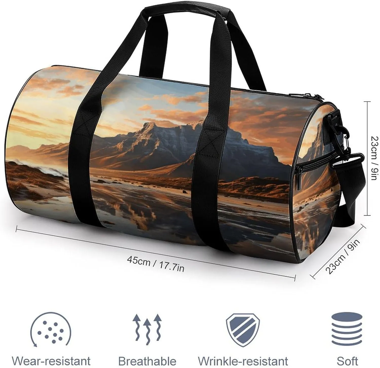Gym Bag Mountain at Sunrise Duffel Bag for Men Women Overnight Bag with Shoe Compartment Workout Bags