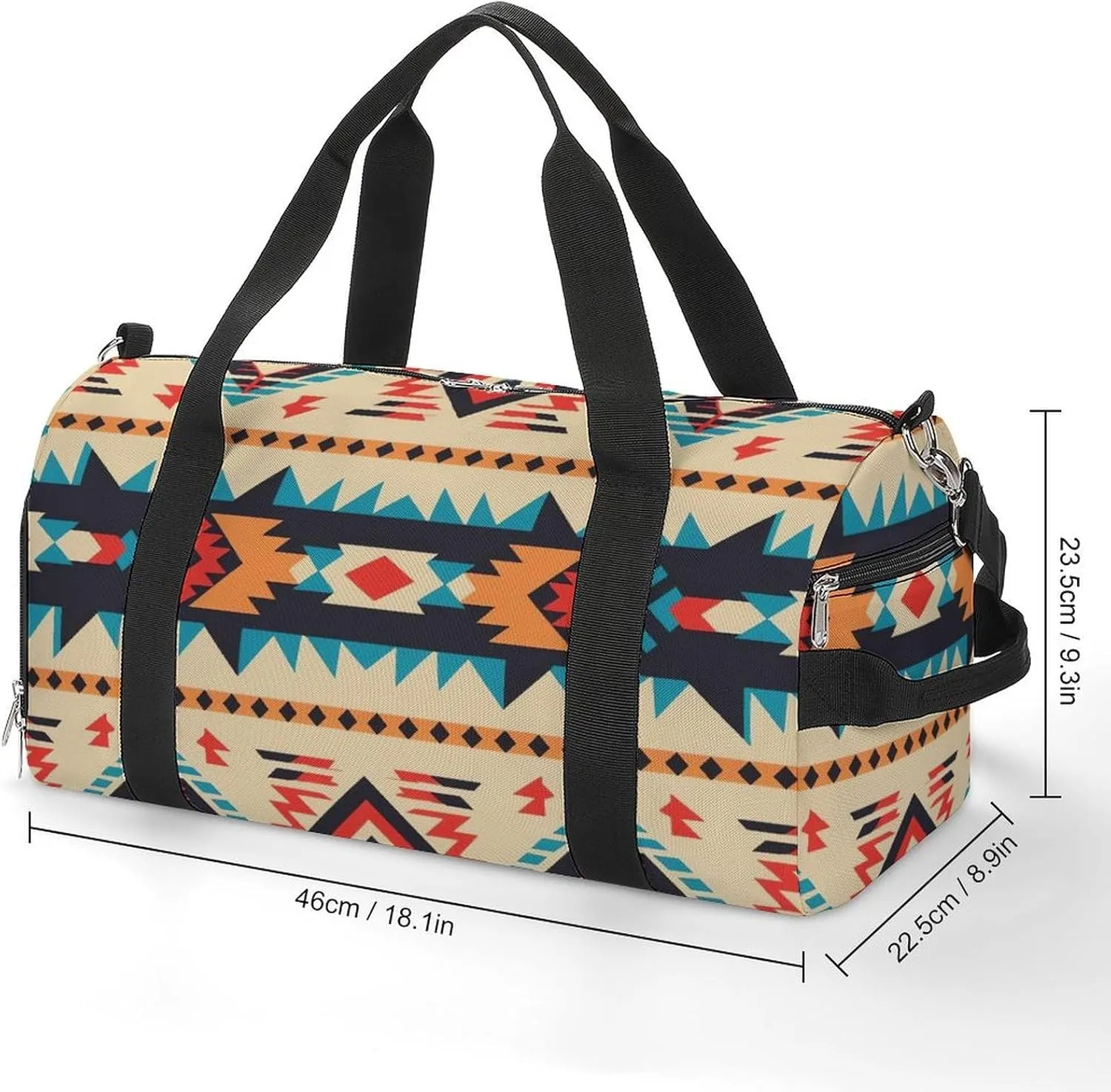 Gym Bag Native American Duffel Bag for Men Women Overnight Bag with Shoe Compartment Workout Bags