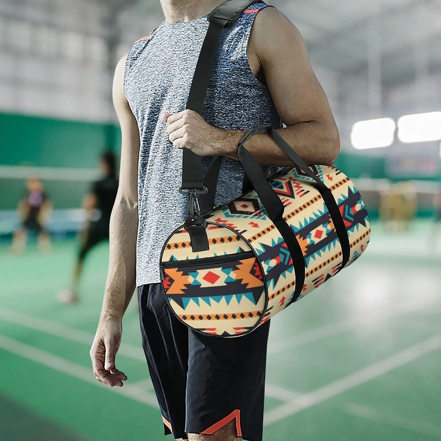 Gym Bag Native American Duffel Bag for Men Women Overnight Bag with Shoe Compartment Workout Bags