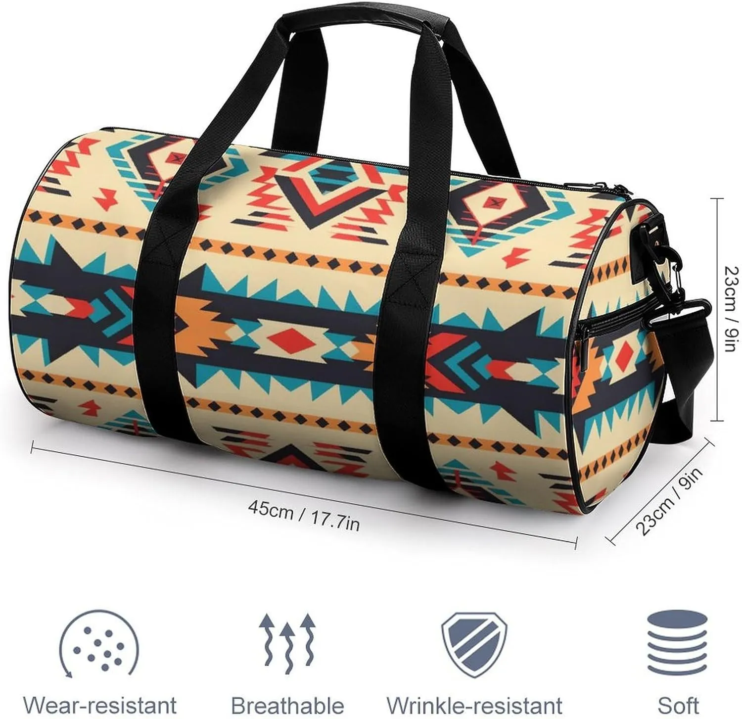 Gym Bag Native American Duffel Bag for Men Women Overnight Bag with Shoe Compartment Workout Bags