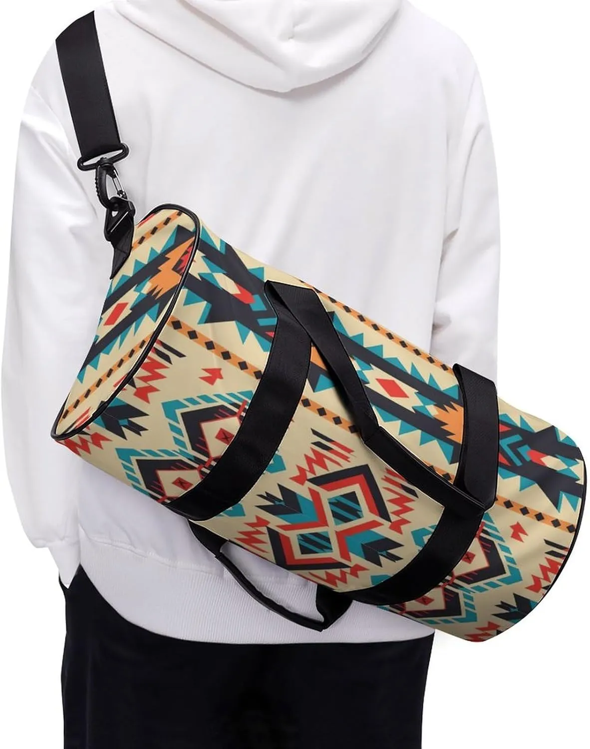 Gym Bag Native American Duffel Bag for Men Women Overnight Bag with Shoe Compartment Workout Bags