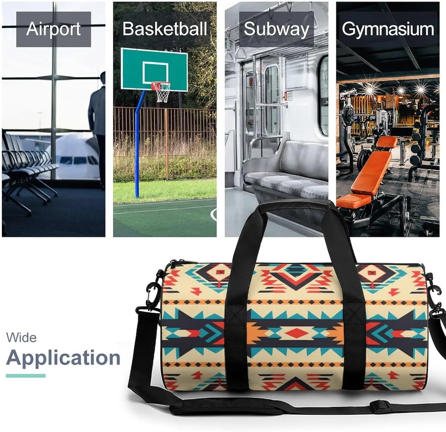Gym Bag Native American Duffel Bag for Men Women Overnight Bag with Shoe Compartment Workout Bags