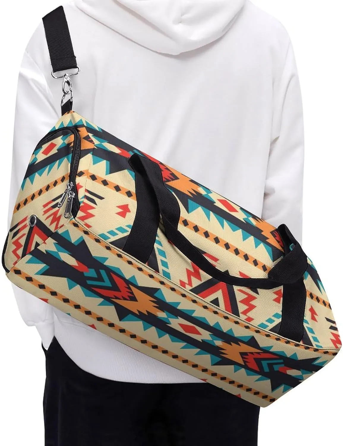Gym Bag Native American Duffel Bag for Men Women Overnight Bag with Shoe Compartment Workout Bags