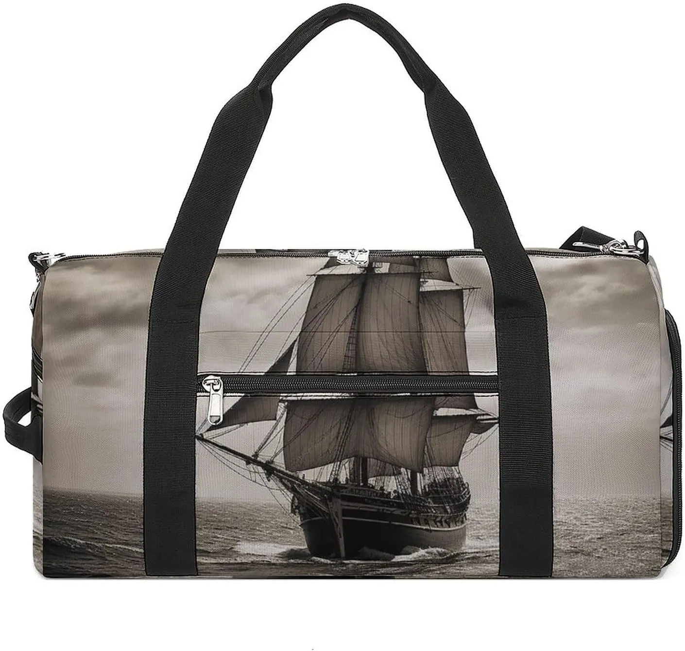 Gym Bag Nautical Sailing Pirate Theme Duffel Bag for Men Women Overnight Bag with Shoe Compartment Workout Bags