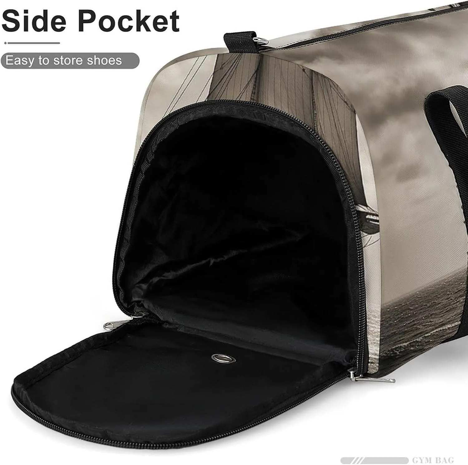 Gym Bag Nautical Sailing Pirate Theme Duffel Bag for Men Women Overnight Bag with Shoe Compartment Workout Bags