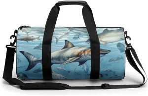 Gym Bag Ocean Fish Duffel Bag for Men Women Overnight Bag with Shoe Compartment Workout Bags
