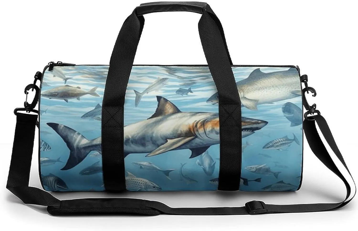 Gym Bag Ocean Fish Duffel Bag for Men Women Overnight Bag with Shoe Compartment Workout Bags
