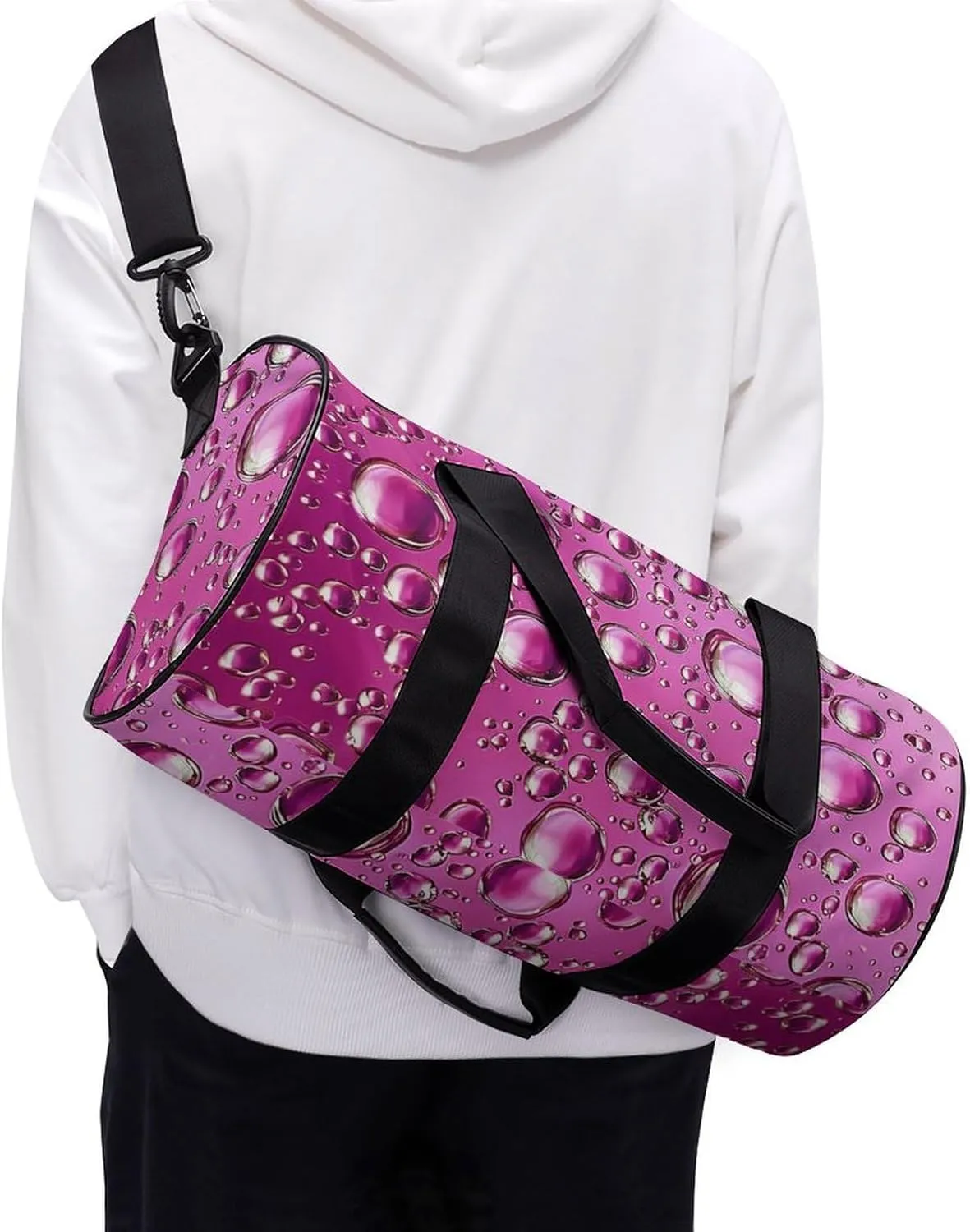Gym Bag Peach Water Droplets Duffel Bag for Men Women Overnight Bag with Shoe Compartment Workout Bags