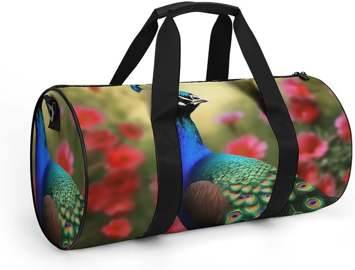 Gym Bag Peacock Flowers Duffel Bag for Men Women Overnight Bag with Shoe Compartment Workout Bags