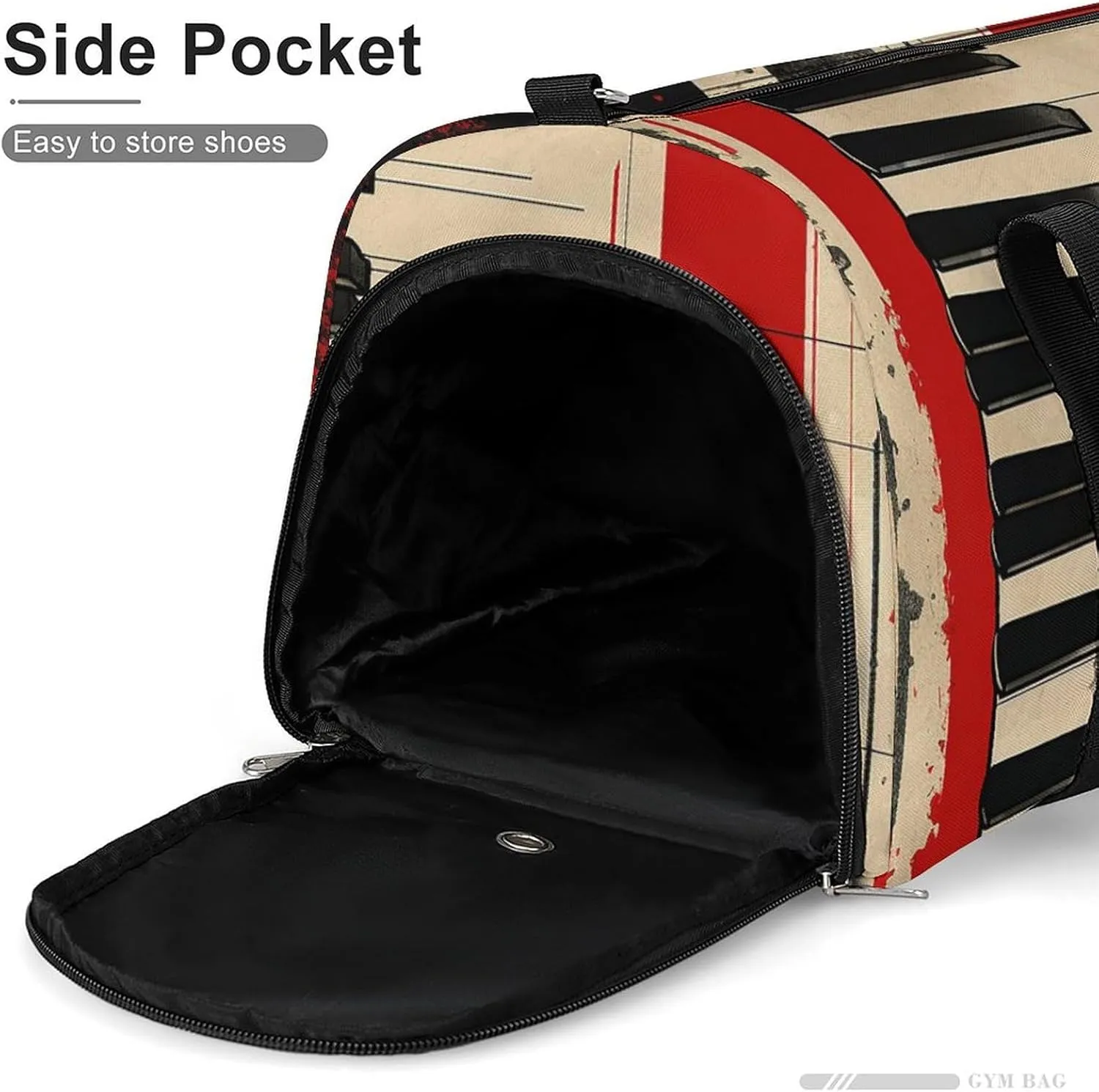Gym Bag Piano Keys And Lines Duffel Bag for Men Women Overnight Bag with Shoe Compartment Workout Bags