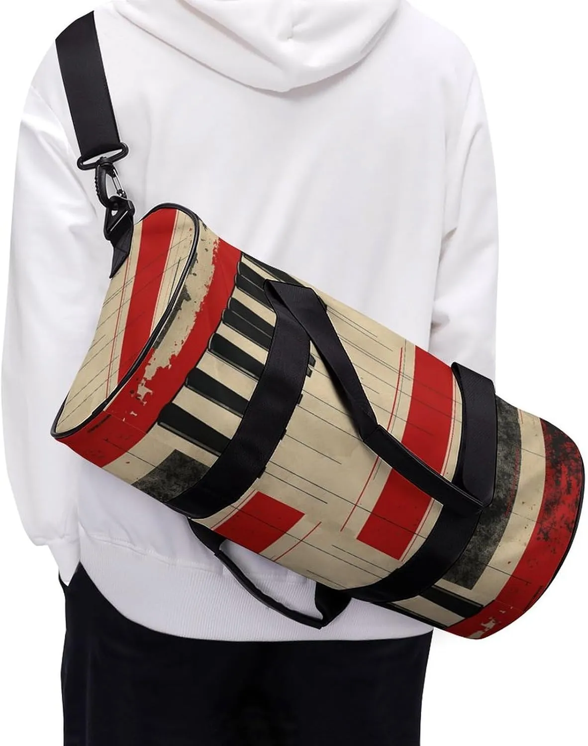 Gym Bag Piano Keys And Lines Duffel Bag for Men Women Overnight Bag with Shoe Compartment Workout Bags