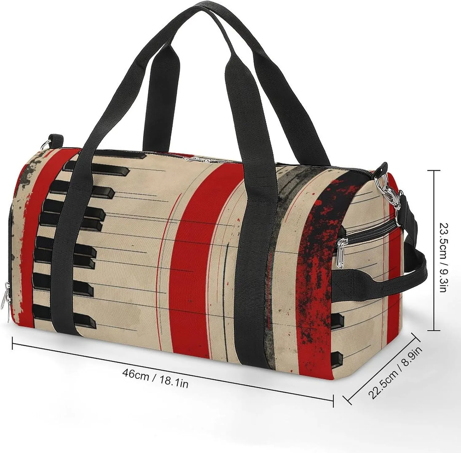 Gym Bag Piano Keys And Lines Duffel Bag for Men Women Overnight Bag with Shoe Compartment Workout Bags
