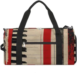Gym Bag Piano Keys And Lines Duffel Bag for Men Women Overnight Bag with Shoe Compartment Workout Bags