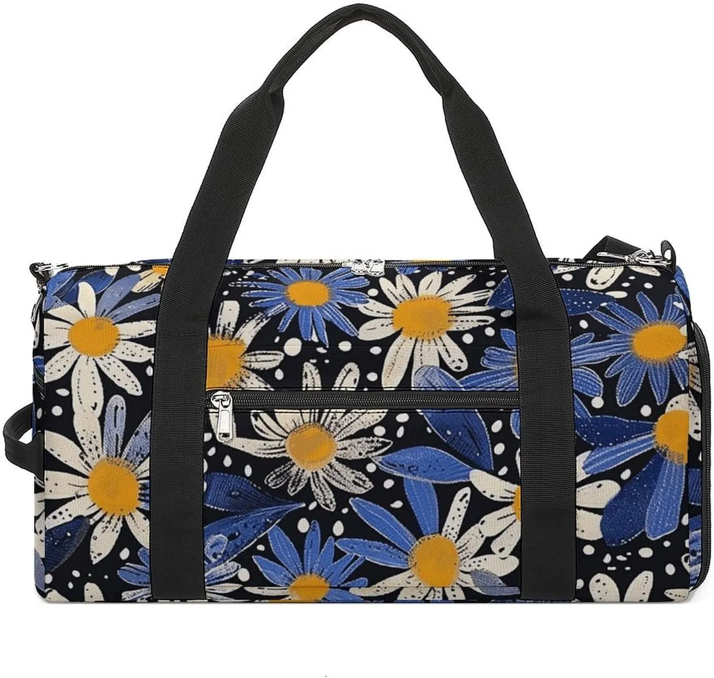 Gym Bag Pictures with Daisies Duffel Bag for Men Women Overnight Bag with Shoe Compartment Workout Bags