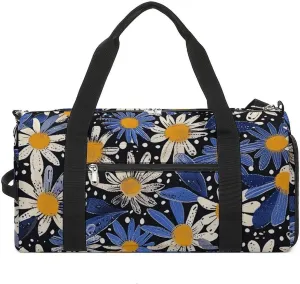 Gym Bag Pictures with Daisies Duffel Bag for Men Women Overnight Bag with Shoe Compartment Workout Bags