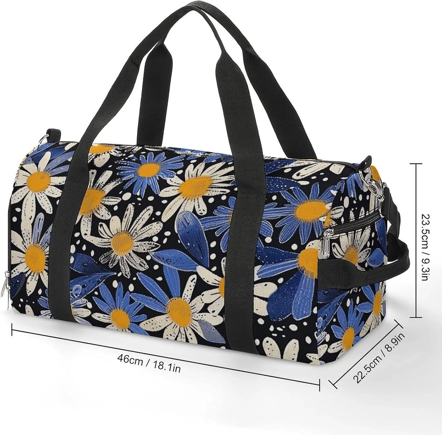 Gym Bag Pictures with Daisies Duffel Bag for Men Women Overnight Bag with Shoe Compartment Workout Bags