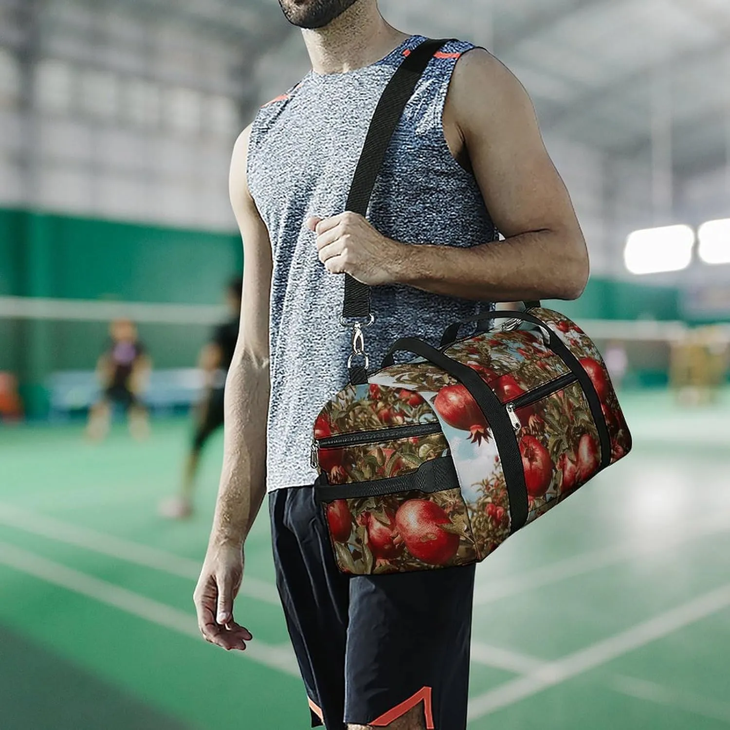 Gym Bag Pomegranate Tree Duffel Bag for Men Women Overnight Bag with Shoe Compartment Workout Bags