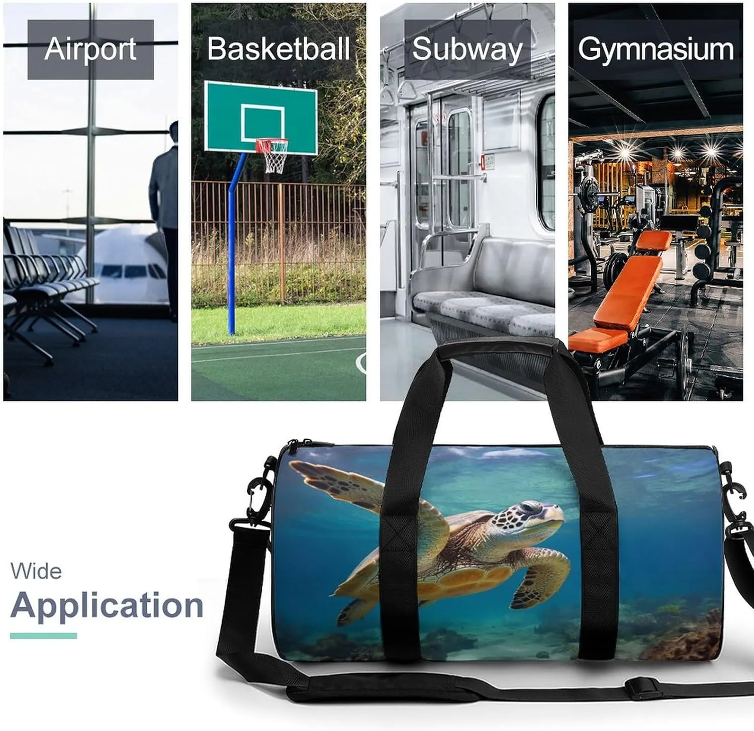 Gym Bag Sea Turtle Duffel Bag for Men Women Overnight Bag with Shoe Compartment Workout Bags
