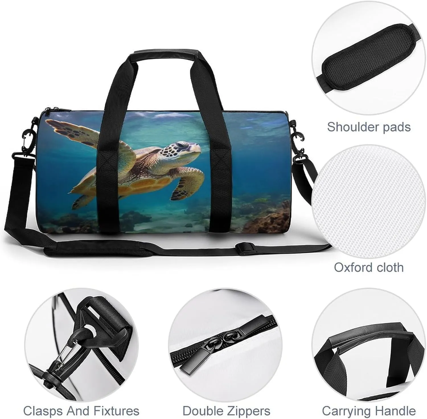 Gym Bag Sea Turtle Duffel Bag for Men Women Overnight Bag with Shoe Compartment Workout Bags