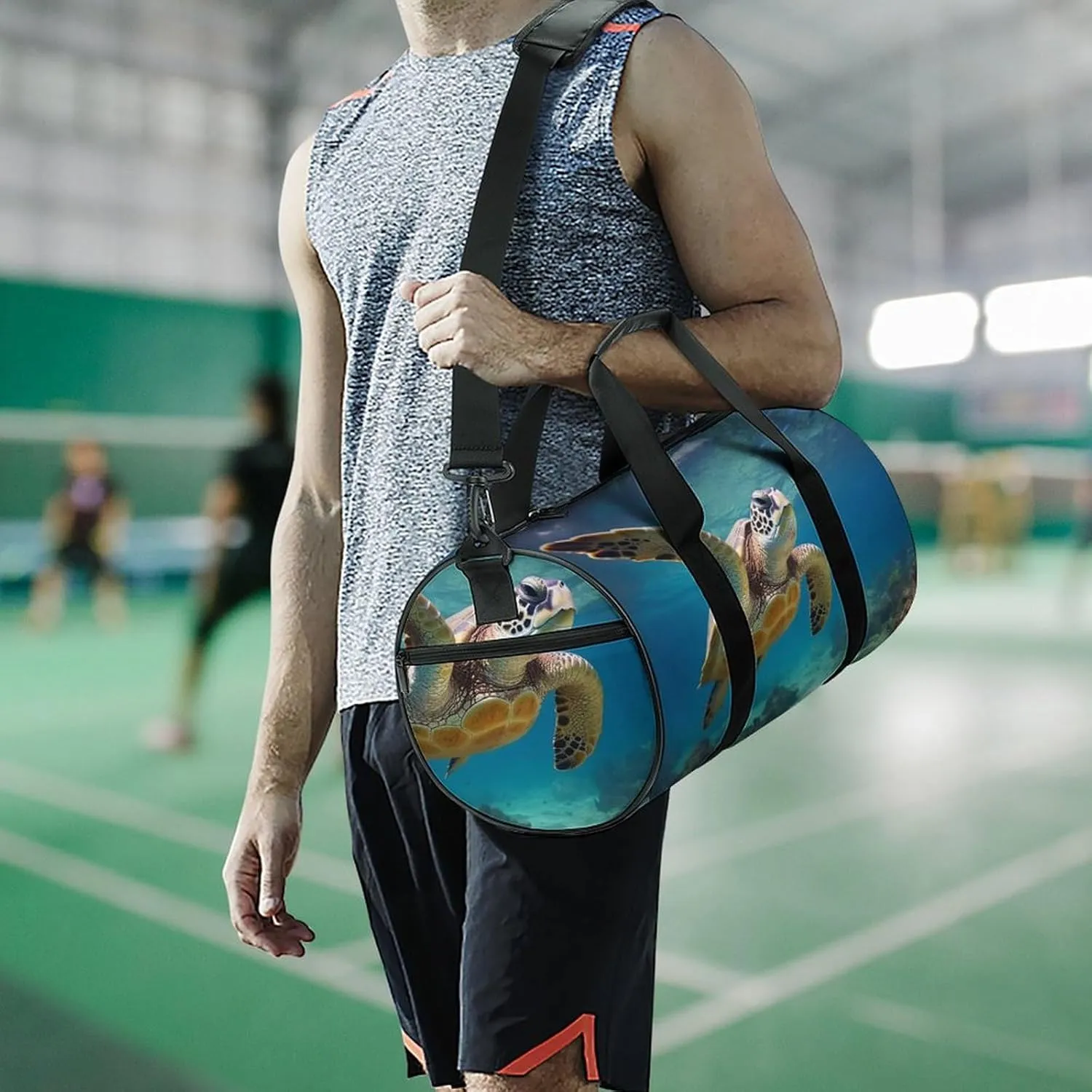 Gym Bag Sea Turtle Duffel Bag for Men Women Overnight Bag with Shoe Compartment Workout Bags