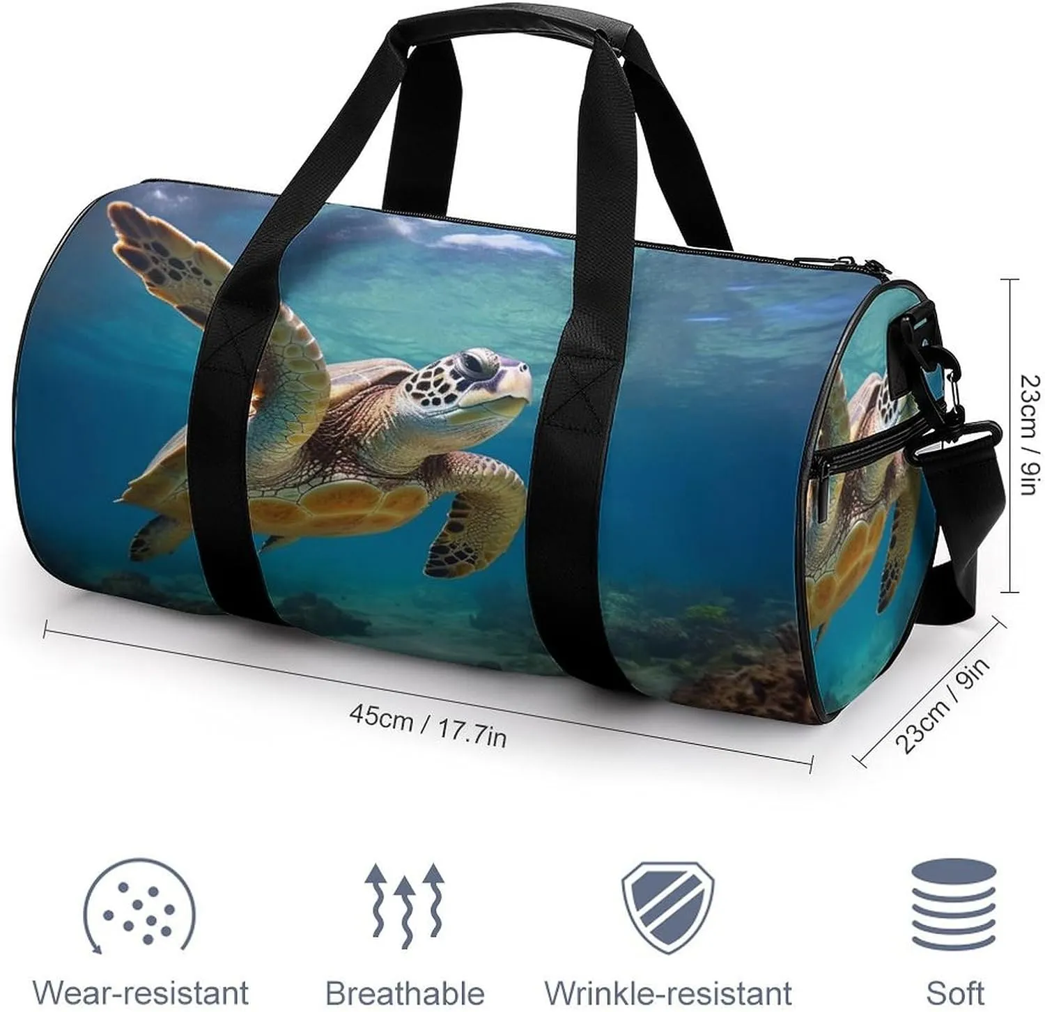 Gym Bag Sea Turtle Duffel Bag for Men Women Overnight Bag with Shoe Compartment Workout Bags