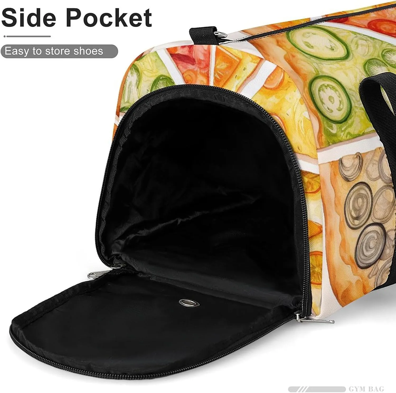 Gym Bag Sliced Pizza Duffel Bag for Men Women Overnight Bag with Shoe Compartment Workout Bags