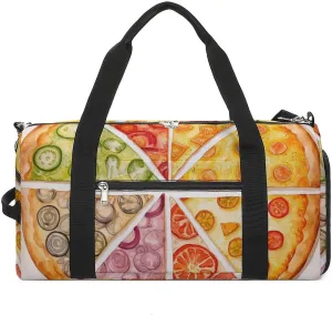 Gym Bag Sliced Pizza Duffel Bag for Men Women Overnight Bag with Shoe Compartment Workout Bags
