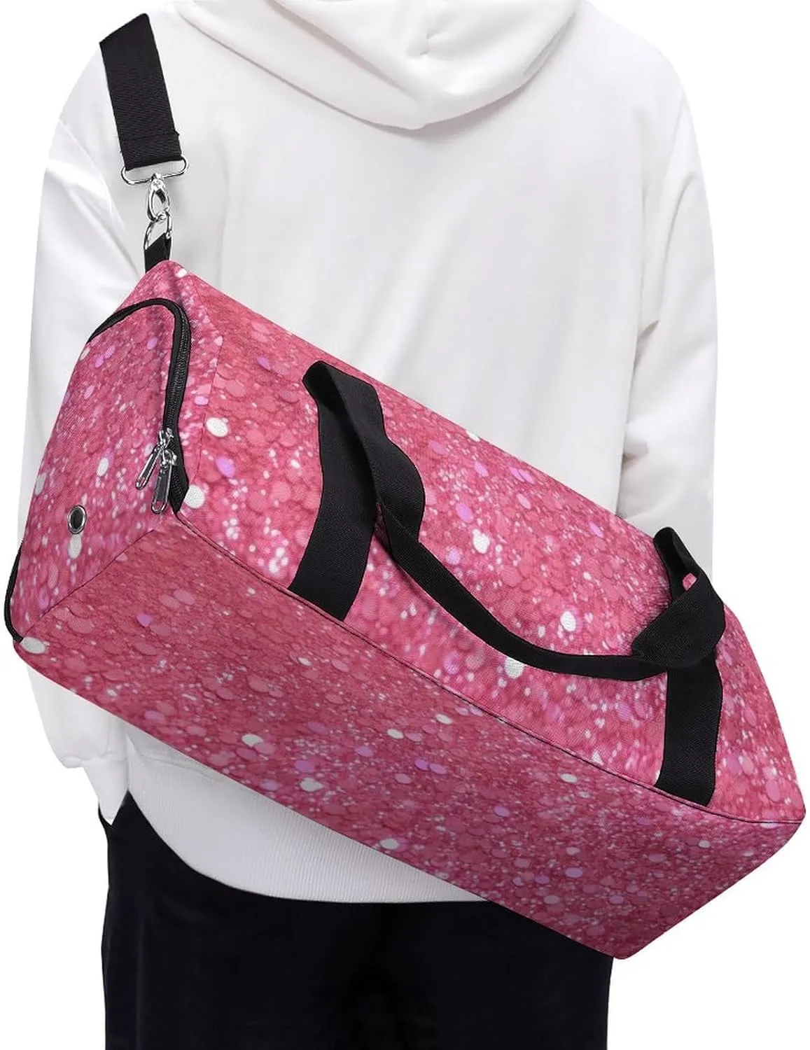 Gym Bag Sparkling Glitter Duffel Bag for Men Women Overnight Bag with Shoe Compartment Workout Bags