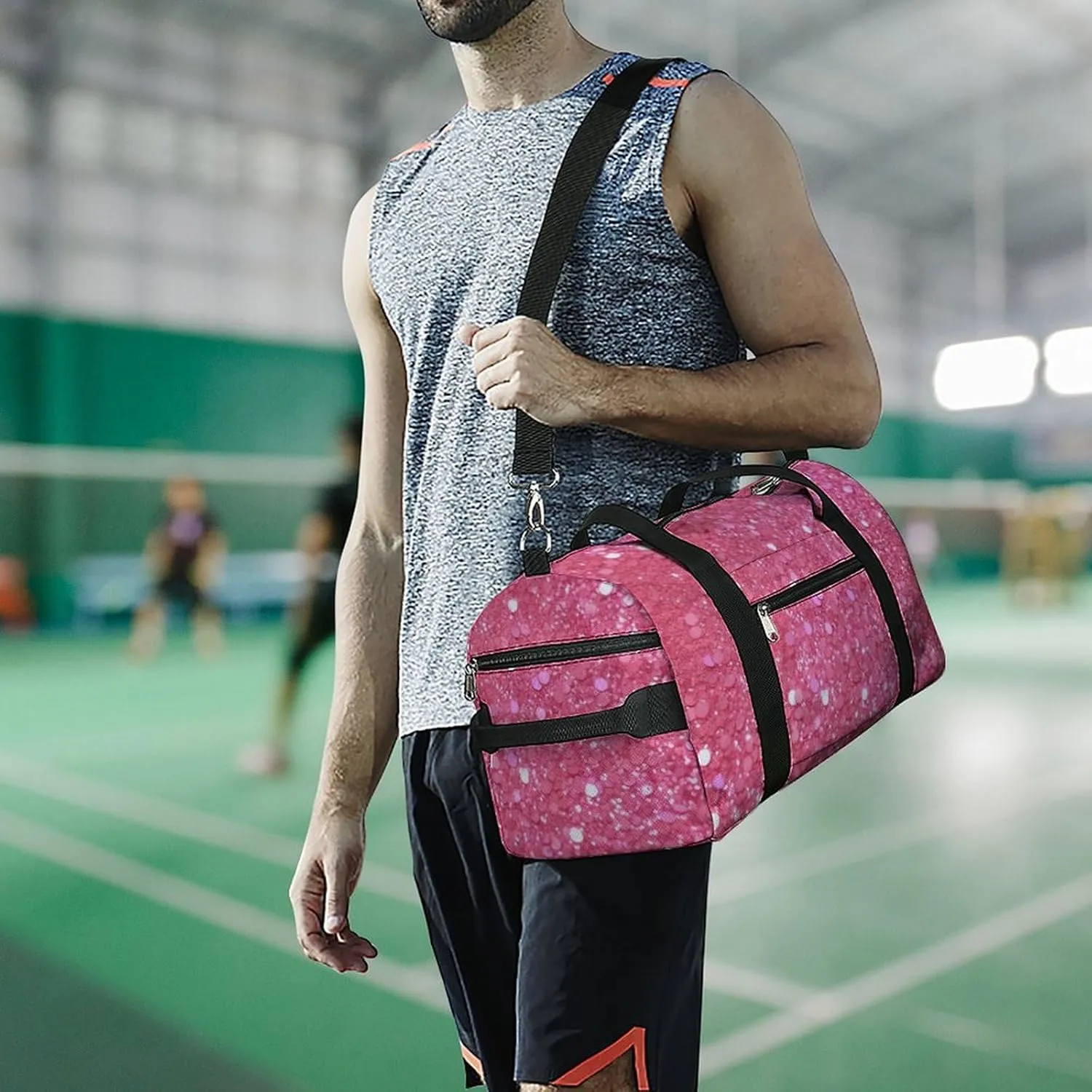 Gym Bag Sparkling Glitter Duffel Bag for Men Women Overnight Bag with Shoe Compartment Workout Bags
