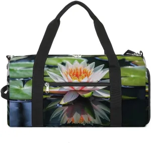 Gym Bag Water Lily Duffel Bag for Men Women Overnight Bag with Shoe Compartment Workout Bags