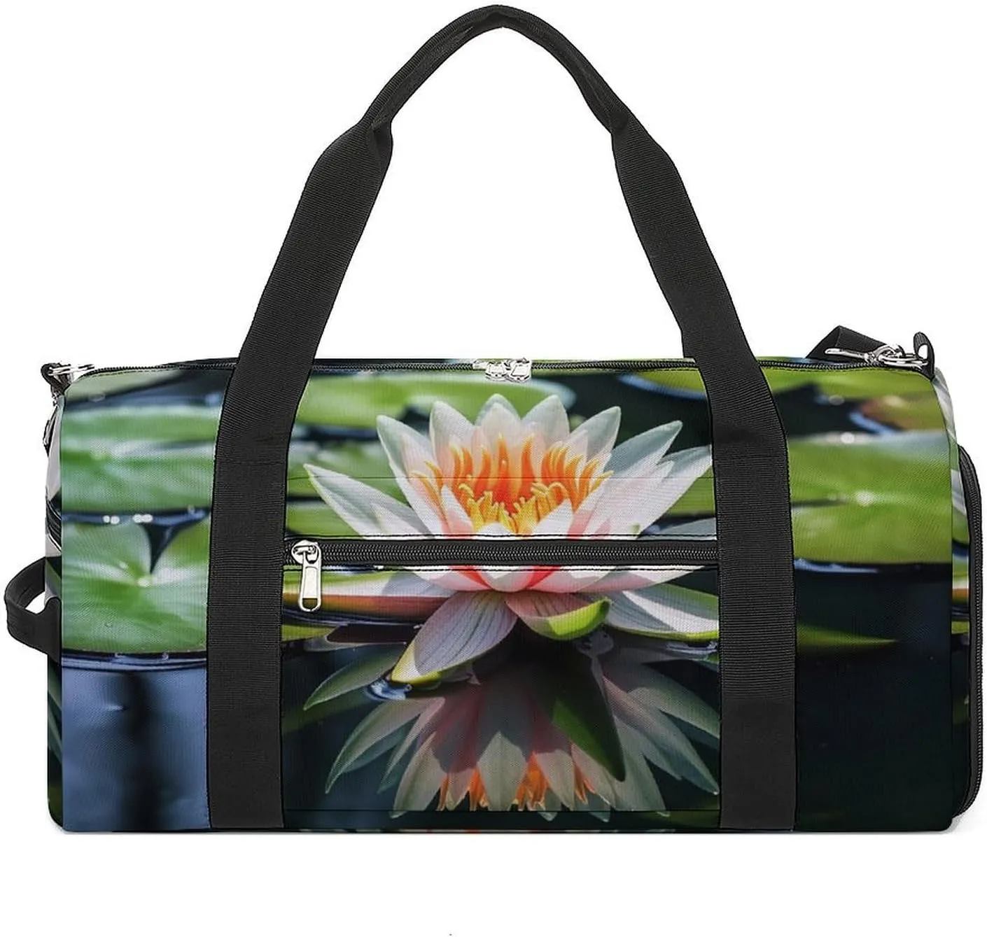 Gym Bag Water Lily Duffel Bag for Men Women Overnight Bag with Shoe Compartment Workout Bags