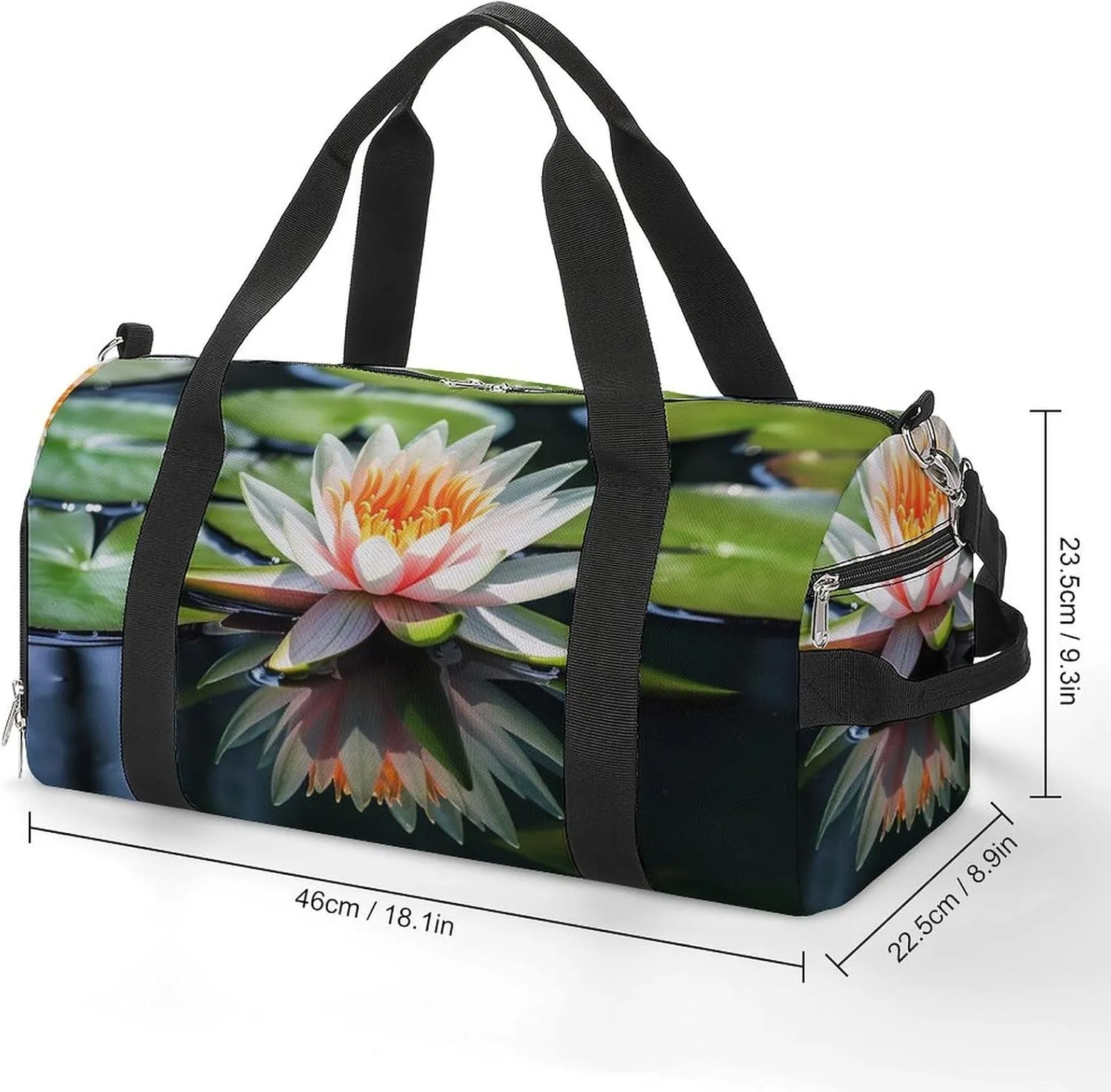 Gym Bag Water Lily Duffel Bag for Men Women Overnight Bag with Shoe Compartment Workout Bags