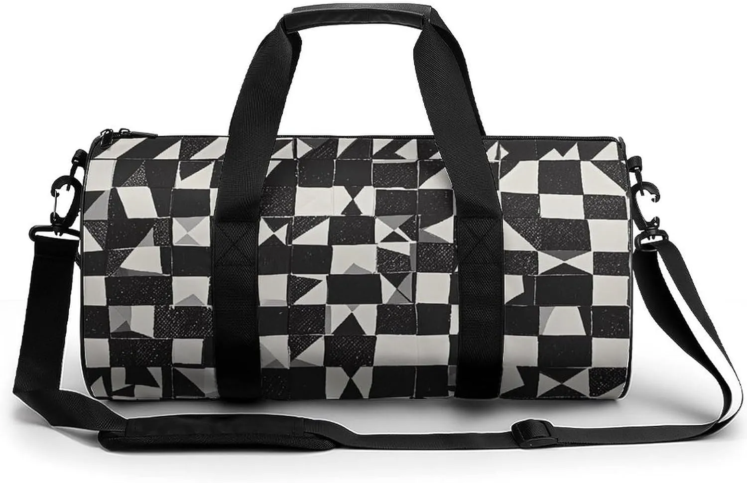 Gym Bags for Men Women Black And White Duffle Bag Travel Overnight Bag with Shoe Compartment Tote Bags