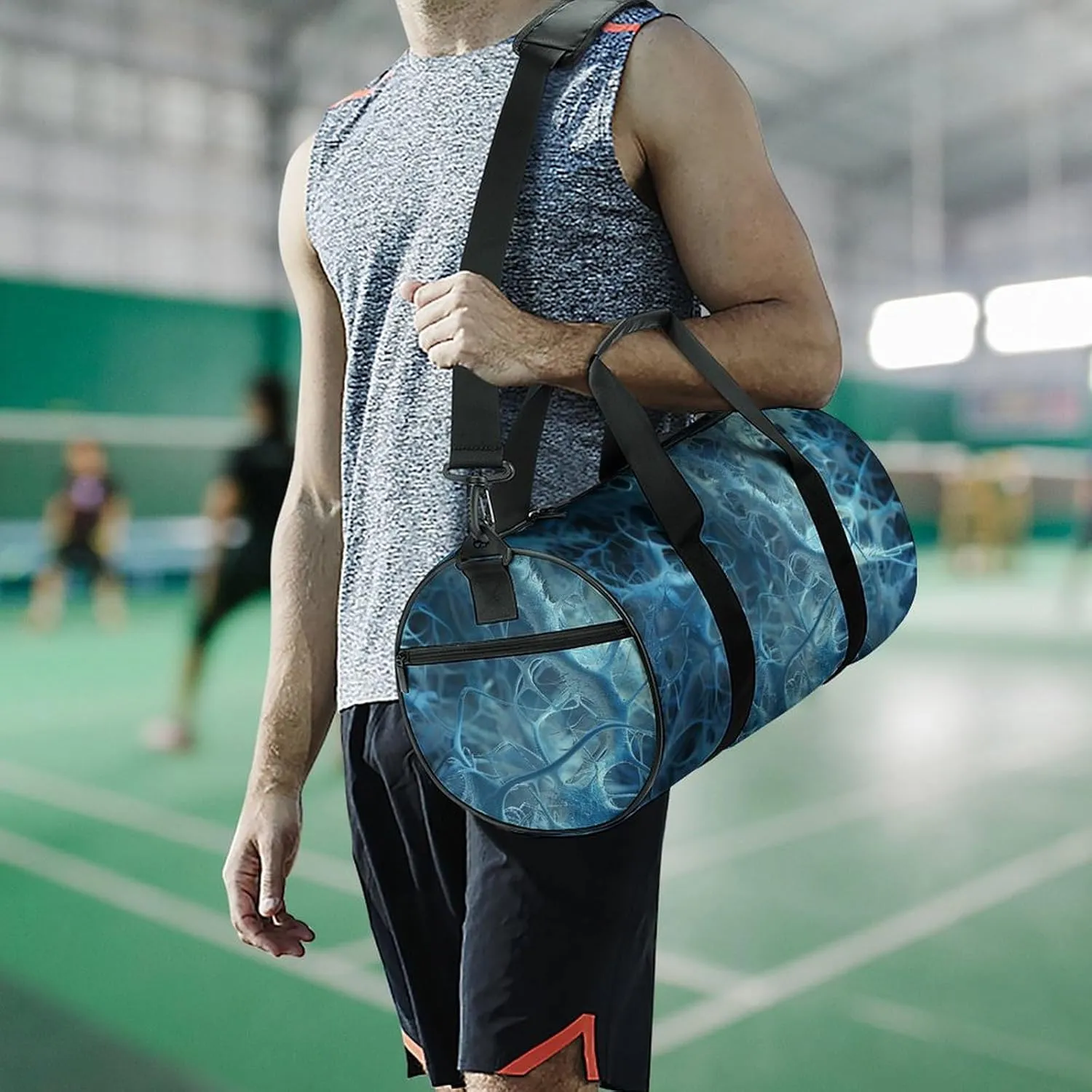 Gym Bags for Men Women Blue Neuron Picture Duffle Bag Travel Overnight Bag with Shoe Compartment Tote Bags
