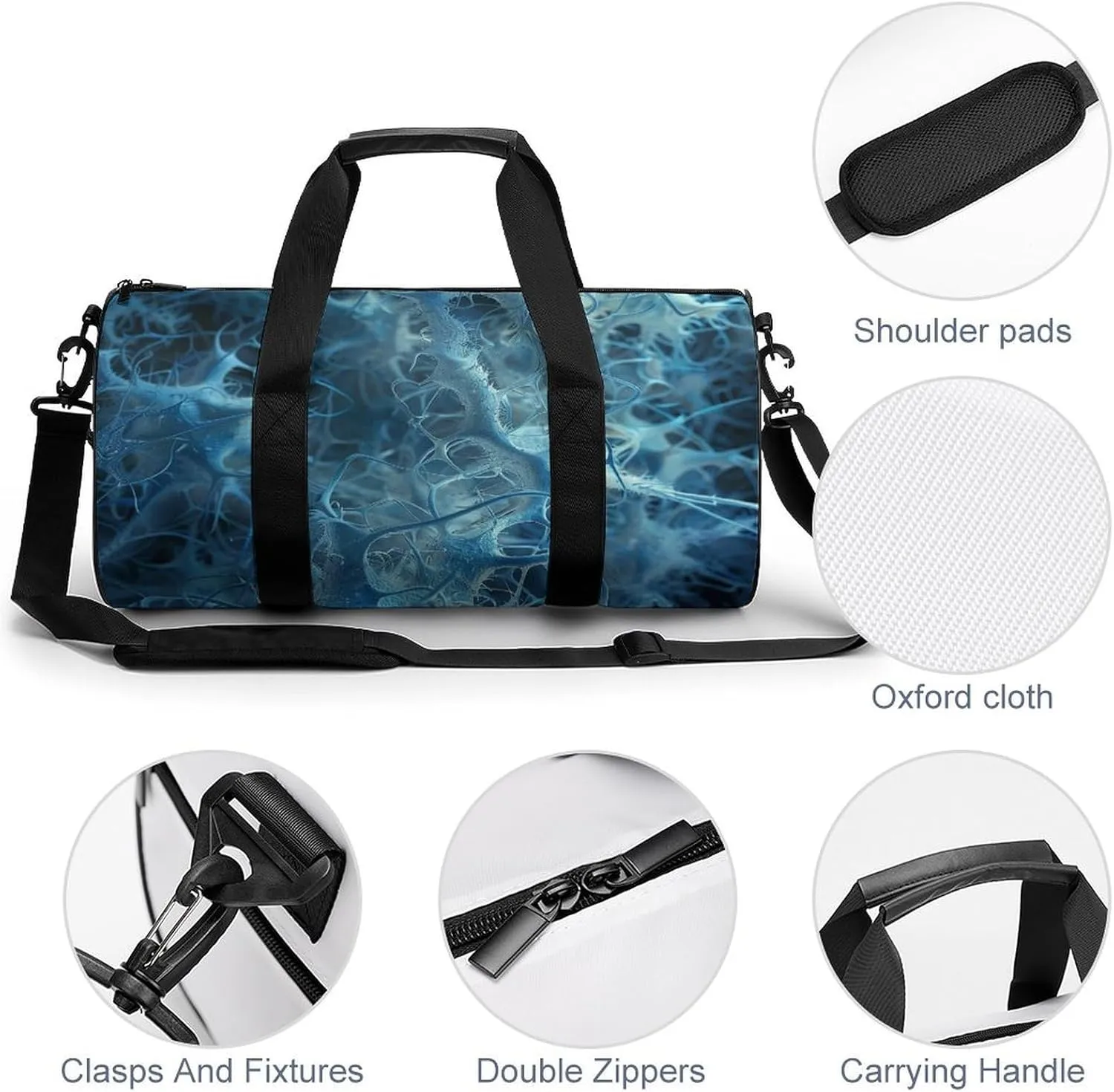 Gym Bags for Men Women Blue Neuron Picture Duffle Bag Travel Overnight Bag with Shoe Compartment Tote Bags