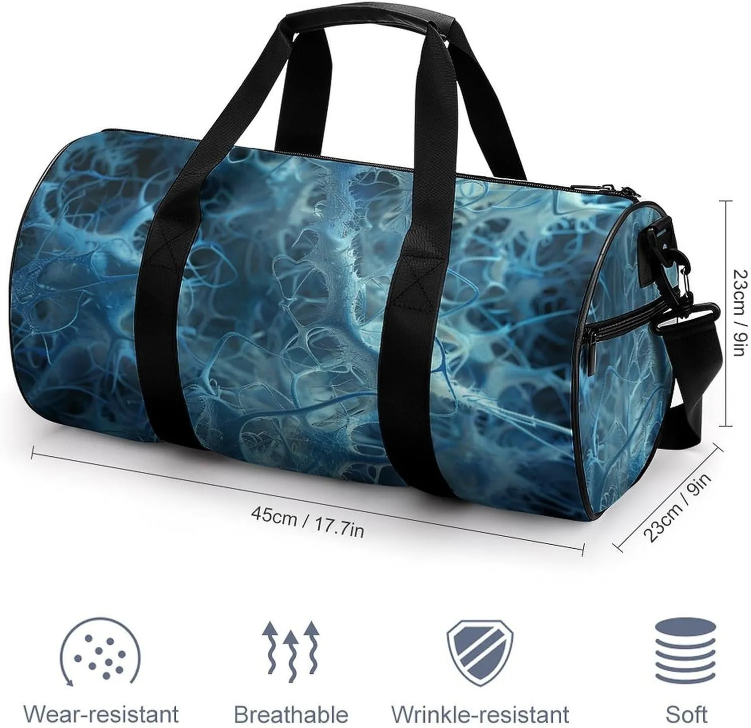Gym Bags for Men Women Blue Neuron Picture Duffle Bag Travel Overnight Bag with Shoe Compartment Tote Bags