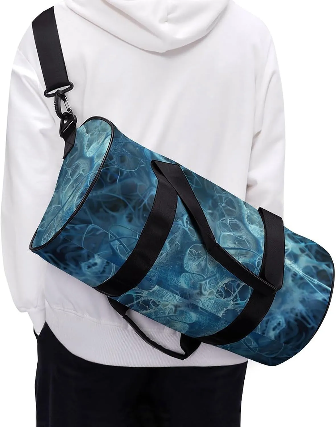 Gym Bags for Men Women Blue Neuron Picture Duffle Bag Travel Overnight Bag with Shoe Compartment Tote Bags