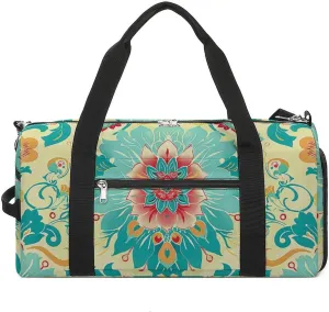 Gym Bags for Men Women Cartoon Floral Pattern Duffle Bag Travel Overnight Bag with Shoe Compartment Tote Bags