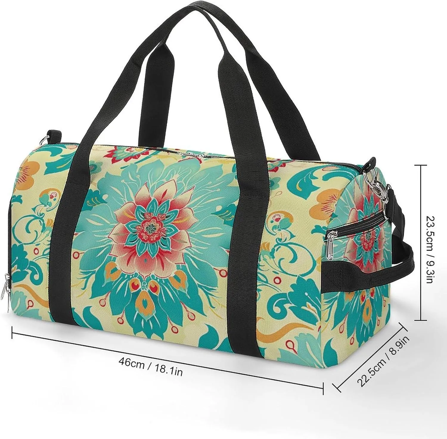 Gym Bags for Men Women Cartoon Floral Pattern Duffle Bag Travel Overnight Bag with Shoe Compartment Tote Bags