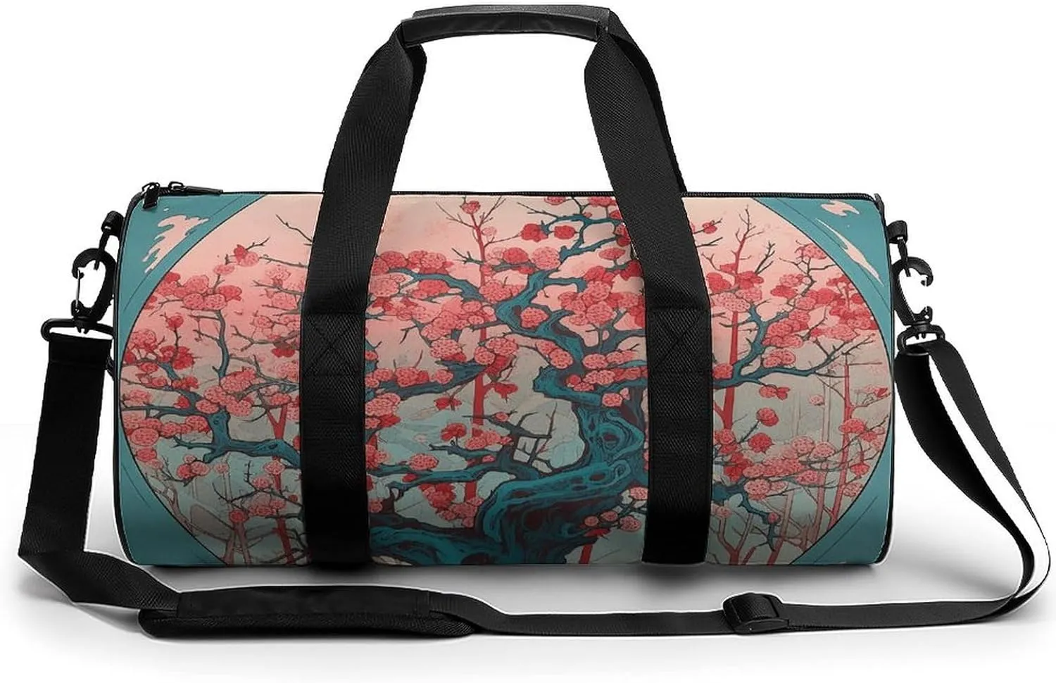 Gym Bags for Men Women Cherry Tree Pattern Duffle Bag Travel Overnight Bag with Shoe Compartment Tote Bags