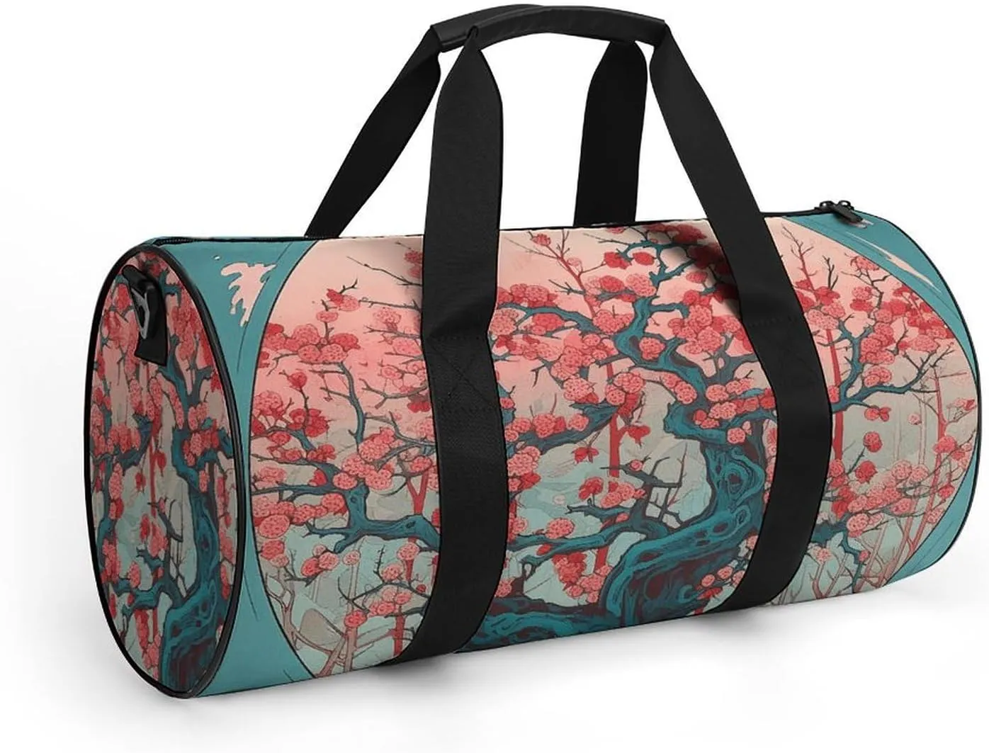 Gym Bags for Men Women Cherry Tree Pattern Duffle Bag Travel Overnight Bag with Shoe Compartment Tote Bags