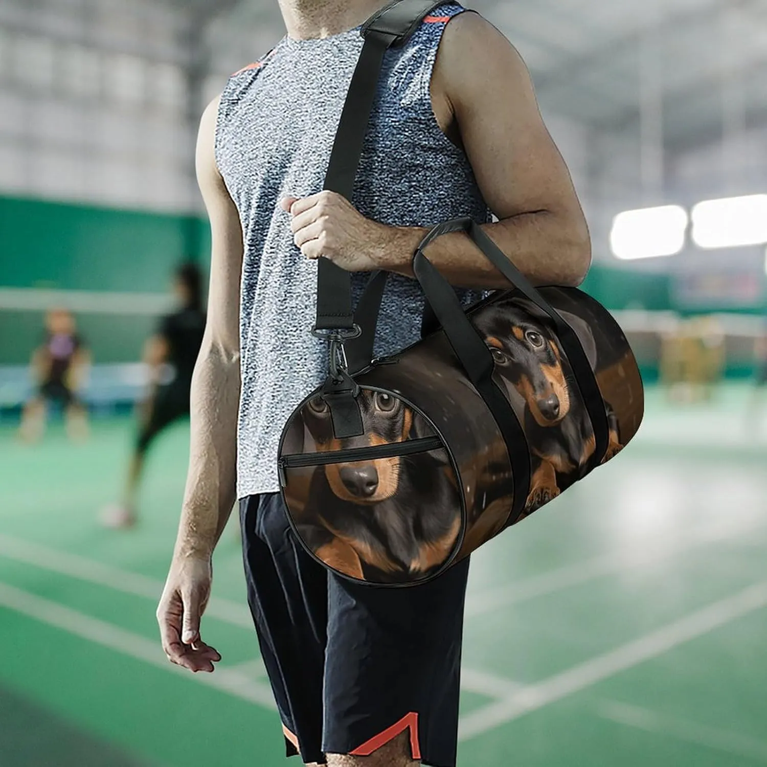 Gym Bags for Men Women Cute Dachshund Duffle Bag Travel Overnight Bag with Shoe Compartment Tote Bags