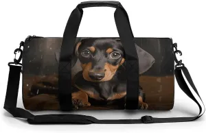 Gym Bags for Men Women Cute Dachshund Duffle Bag Travel Overnight Bag with Shoe Compartment Tote Bags