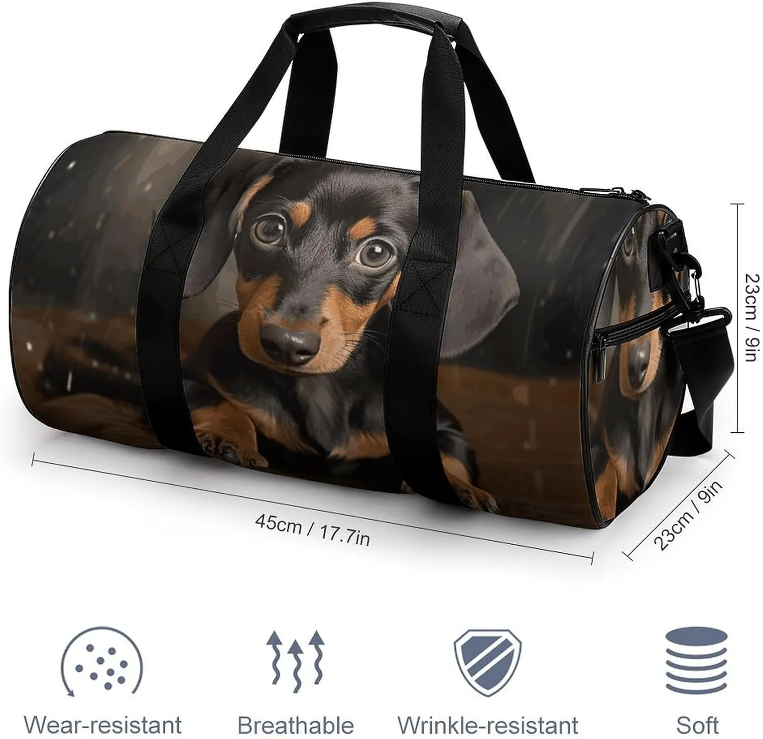 Gym Bags for Men Women Cute Dachshund Duffle Bag Travel Overnight Bag with Shoe Compartment Tote Bags