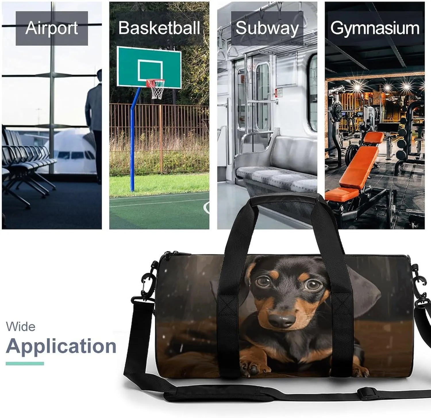 Gym Bags for Men Women Cute Dachshund Duffle Bag Travel Overnight Bag with Shoe Compartment Tote Bags