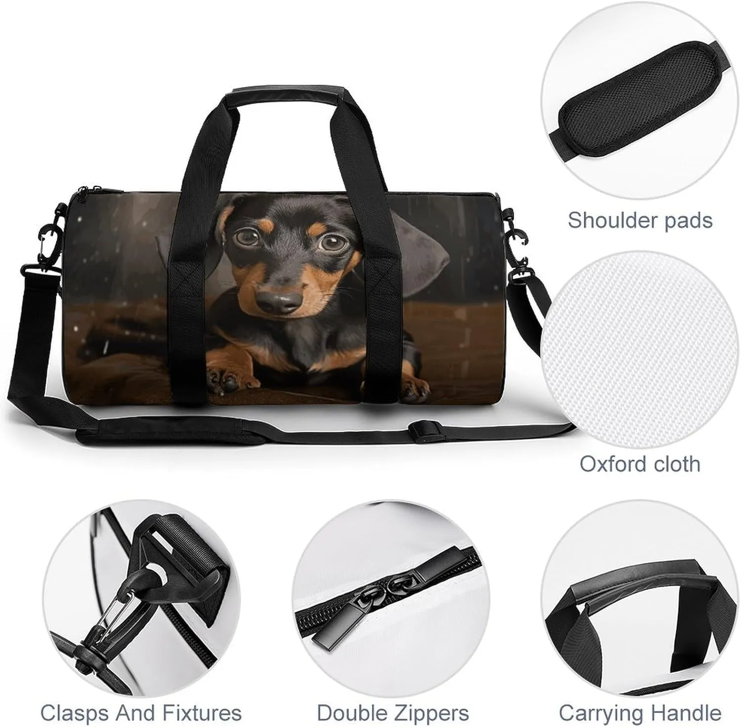 Gym Bags for Men Women Cute Dachshund Duffle Bag Travel Overnight Bag with Shoe Compartment Tote Bags