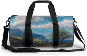 Gym Bags for Men Women Cypress Trees Outdoors Duffle Bag Travel Overnight Bag with Shoe Compartment Tote Bags