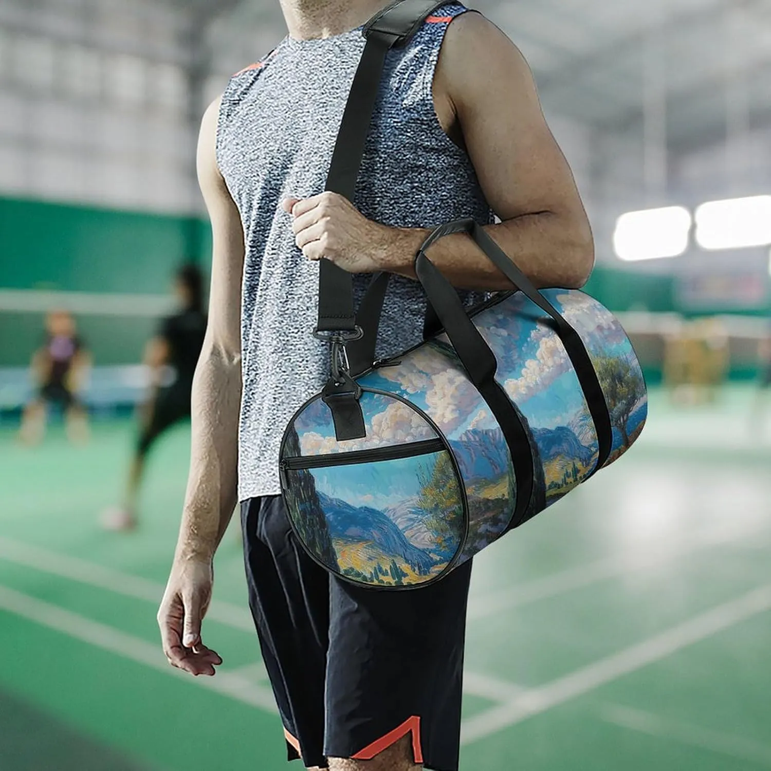 Gym Bags for Men Women Cypress Trees Outdoors Duffle Bag Travel Overnight Bag with Shoe Compartment Tote Bags