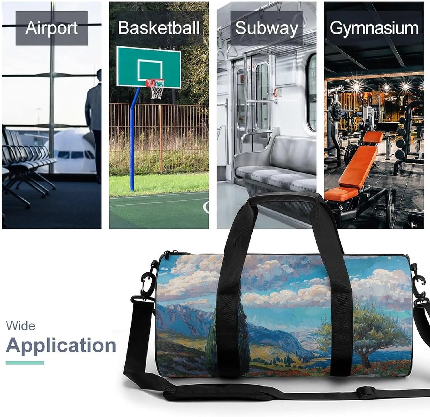 Gym Bags for Men Women Cypress Trees Outdoors Duffle Bag Travel Overnight Bag with Shoe Compartment Tote Bags