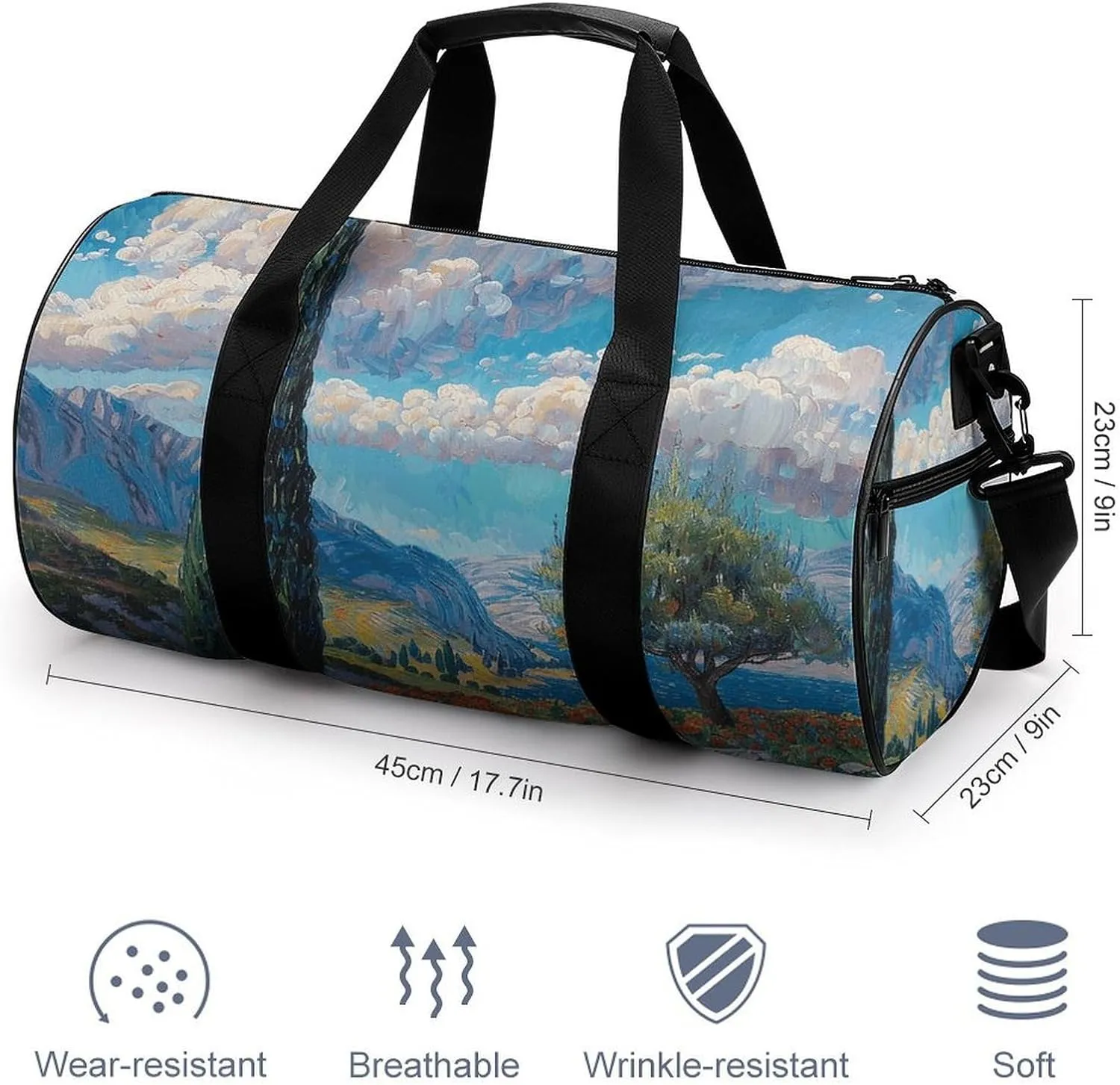 Gym Bags for Men Women Cypress Trees Outdoors Duffle Bag Travel Overnight Bag with Shoe Compartment Tote Bags